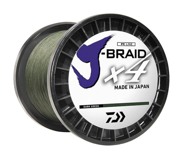 Daiwa Daiwa J-Braid 4X Braided Line w/ Bulk Spool 8lb  Dark Green - $199.99 at Optics Planet