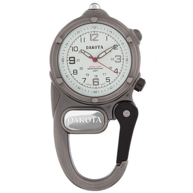 Dakota Watches Mini Clip Watch/Microlight White Dial Silver Case