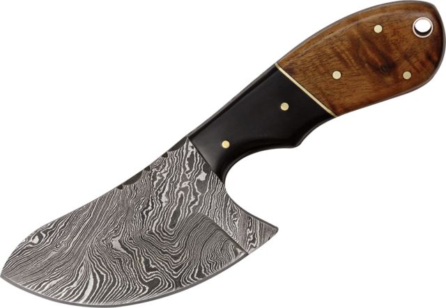 Damascus Butcher Fixed Blade Knife3inDamascus Steel BladeBrown Wood And Black Buffalo Horn Handle - Damascus