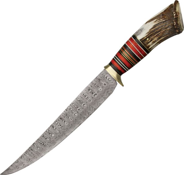 Damascus Crown Bowie Fixed Knife - Damascus