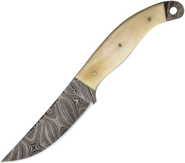 Damascus Fixed Blade Skinner Fixed Blade Knife 3.75in Damascus Steel Natural Smooth Bone Handle - Damascus