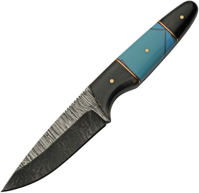 Damascus Fixed Blade Buffalo/Turq - Damascus