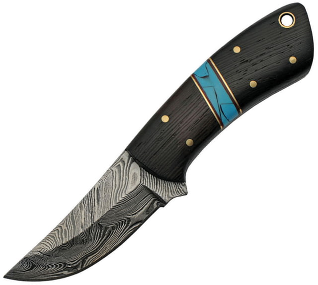 Damascus Fixed Blade Knife with Wood Handle 2.75" Damascus steel blade Wenge wood handle - Damascus