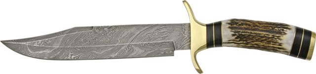 Damascus Iron Maiden Bowie Fixed Knife - Damascus