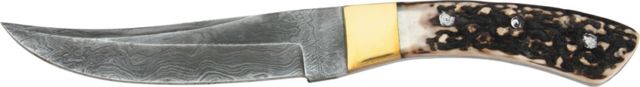 Damascus Skinner Fixed Knife damascus Steel Blade Stag Handles with brass bolster - Damascus