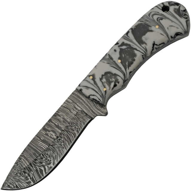 Damascus Storm Hunter Black Knife 4" Damascus steel blade Black and white Kirinite handle - Damascus