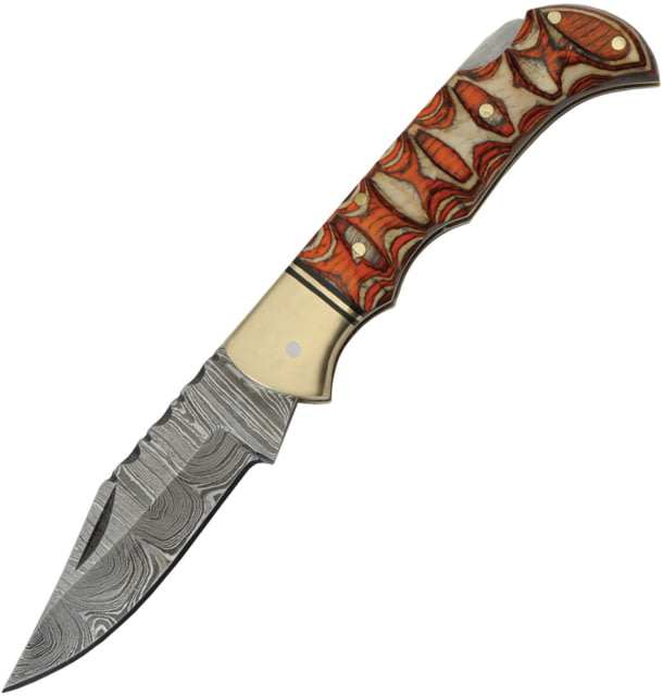 Damascus Twisted Wood Lockback - Damascus