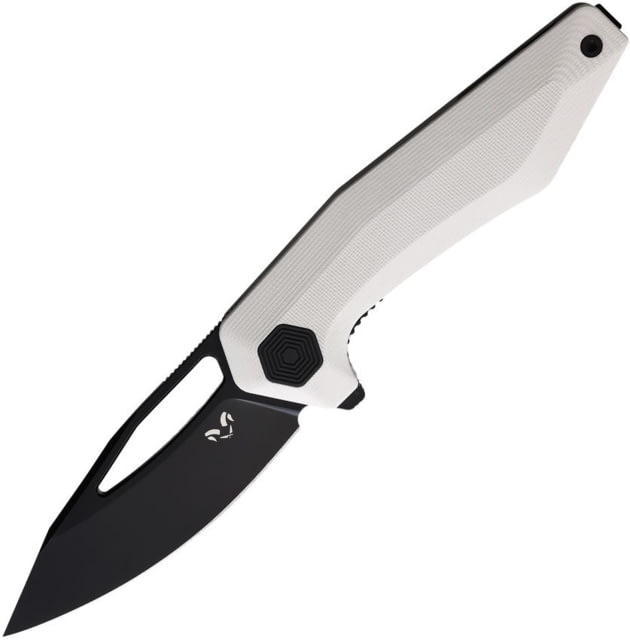 Damned Designs Brahma White G10 Folding Knife 4.75in Closed 3.5in Black Coated 14C28N Sandvik Stainless Blade White G10 Handle - Damned Designs