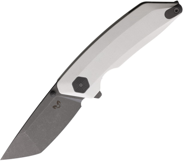 Damned Designs Chimera White G10 Tumbled Folding Knife 5in Closed 3.5in Tumbled 14C28N Sandvik Stainless Tanto Blade White G10 Handle - Damned Designs