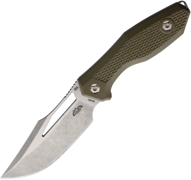 Dark Pines Widow Maker Green Micarta Knife 8.25in Overall 4in Stonewash CPM-3V Carbon Steel Blade Green Checkered Micarta Handle Kydex Sheath DPK002 - Dark Pines