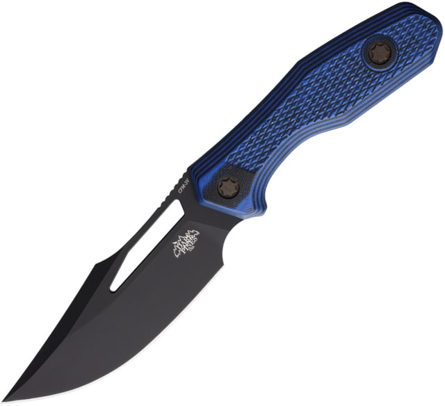 Dark Pines WidowMaker 3.5 V2 Black Fixed Blade Knife 8in Overall 4in Black Stonewash CPM-3V Carbon Steel Clip Point Blade Blue/Black Textured G10 - Dark Pines