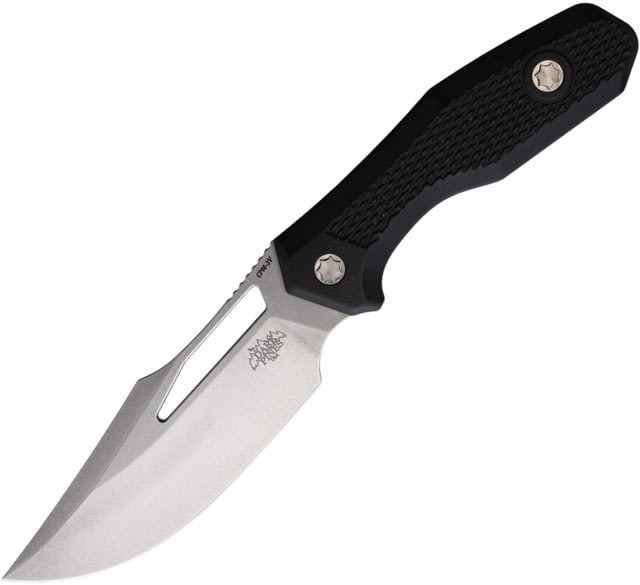 Dark Pines WidowMaker 3.5 V2 Fixed Blade Knife 8in Overall 4in Stonewash CPM-3V Carbon Steel Clip Point Blade Black Textured G10 Handle Black Kydex - Dark Pines