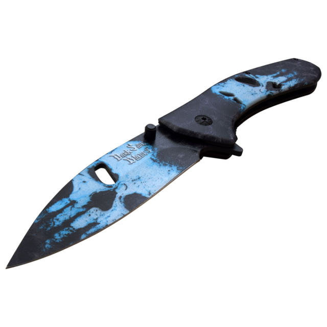 Dark Side Blades Spring Assisted Knife 3.5 in 3Cr13 Stainless Steel Stainless Steel Drop Point Black/Blue - Dark Side Blades