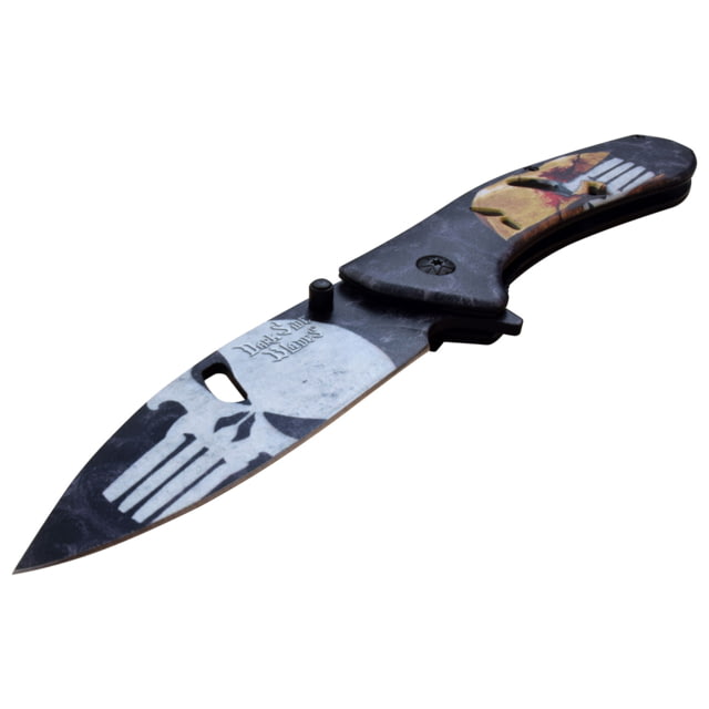 Dark Side Blades Spring Assisted Knife 3.5 in 3Cr13 Stainless Steel Stainless Steel Drop Point Black/Orange - Dark Side Blades