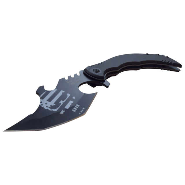 Dark Side Blades Spring Assisted Knife 4 in 3Cr13 Stainless Steel Stainless Steel Cleaver Black/White - Dark Side Blades