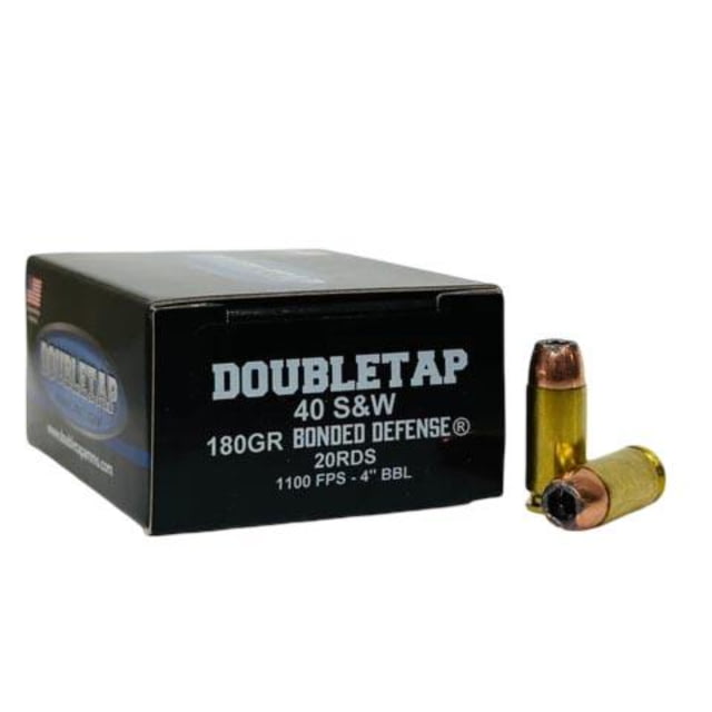 bletap Ammunition Double Tap Bonded Defense Handgun Ammunition .40 S&W 180gr JHP 1100 Fps 20/ct 1299C541 DT Ammo