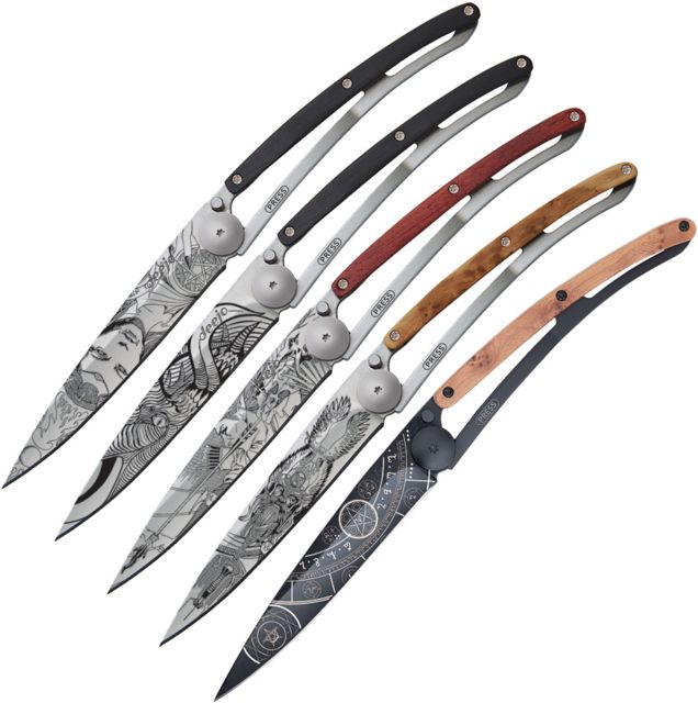 Deejo Fantasy 37g 5pc Folding Knife Set w/Display Box3.75in 3Cr13 Steel BladeWood Handles - Deejo