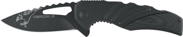 Defcon 5 Delta Tactical Folding Knife 3.34in SS 8Cr13MOV 8Cr Oxide Coated Blade Aluminim G-10 Handle Black - Defcon 5
