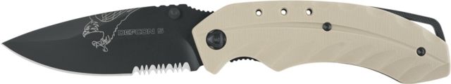 Defcon 5 Foxtrot Tactical Folding Knife 3.34in SS 8Cr13MOV SS PTFE Coated Blade GFN Handle Tan - Defcon 5
