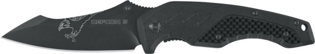 Defcon 5 Kilo Tactical Folding Knife 3.54in SS 8Cr13MOV SS PTFE Coated Blade G10 Handle w/ Carbon Fiber Insert Black - Defcon 5