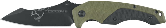 Defcon 5 Kilo Tactical Folding Knife 3.54in SS 8Cr13MOV SS PTFE Coated Blade G10 Handle Green/Black - Defcon 5
