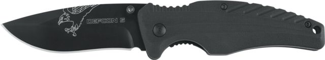 Defcon 5 Lima Tactical Folding Knife 3.14in SS 8Cr13MOV SS PTFE Coated Blade G10 Handle Black - Defcon 5