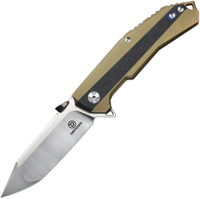 Defcon Atlas Framelock Folding Knife 3.75" satin finish CPM S35VN stainless modified ta Gold titanium handle with carbon fiber inlay TF - Defcon