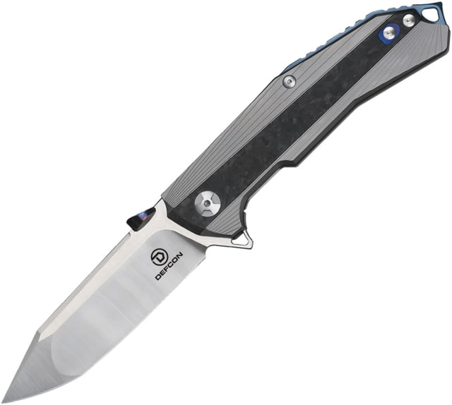 Defcon Atlas Framelock Folding Knife 3.75" satin finish CPM S35VN stainless modified ta Gray titanium handle with carbon fiber inlay TF - Defcon