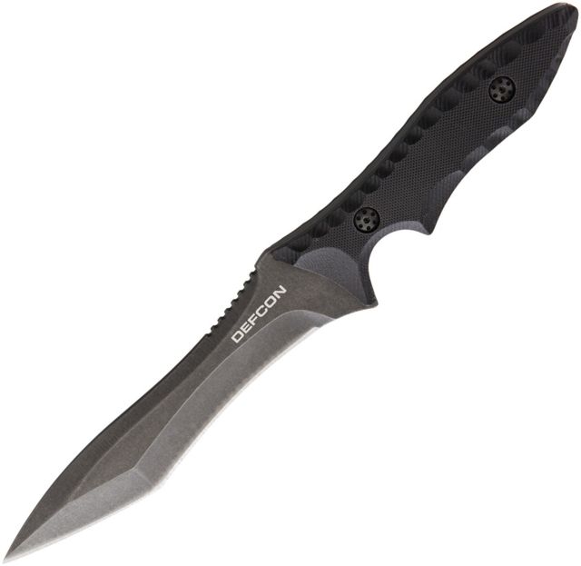 Defcon Hydra Fixed Blade D2 Black Coated Fixed Blade Knife 5.75in D2 Tool Steel Black G10 Handle - Defcon