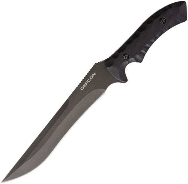 Defcon Hydra Fixed Blade D2 Black Coated Fixed Blade Knife 8.25in D2 Tool Steel Black G10 Handle - Defcon