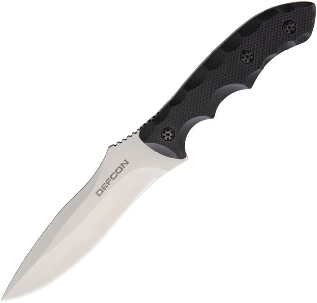 Defcon Hydra Fixed Blade D2 Satin Coated Fixed Blade Knife 5.5in D2 Tool Steel Black G10 Handle - Defcon