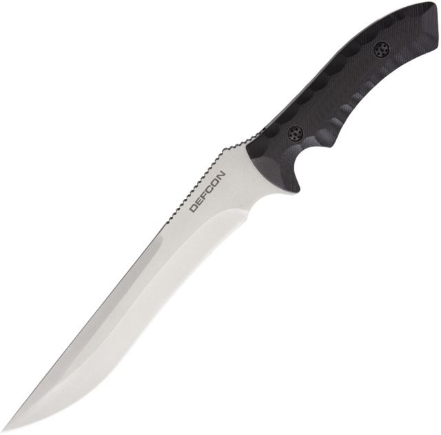 Defcon Hydra Fixed Blade D2 Satin Coated Fixed Blade Knife 8.25in D2 Tool Steel Black G10 Handle - Defcon