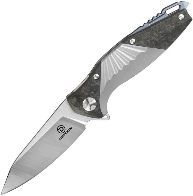Defcon JK Mako Framelock Folding Knife 3.5" stonewash and satin finish CPM S35VN stainles Gray titanium handle with carbon fiber inlay TF - Defcon