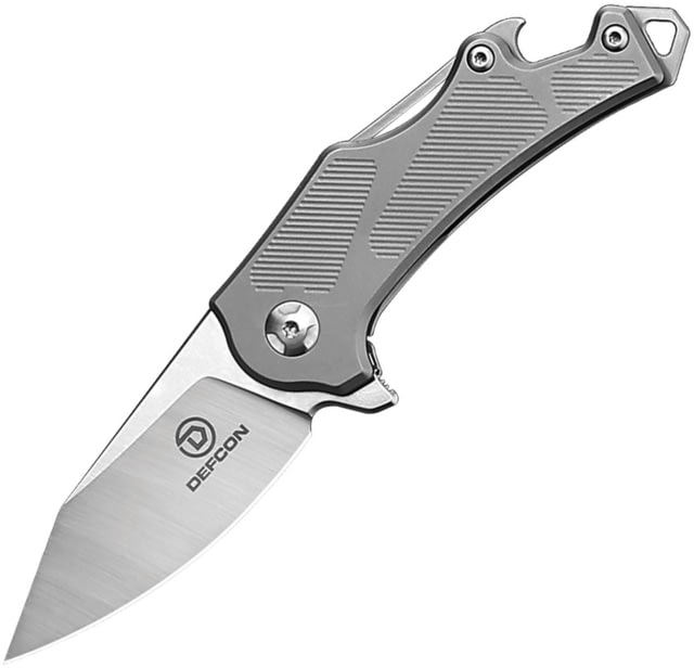 Defcon Rhino Framelock Folding Knife 2.5" satin finish Bohler M390 stainless blade Gray titanium handle TF - Defcon