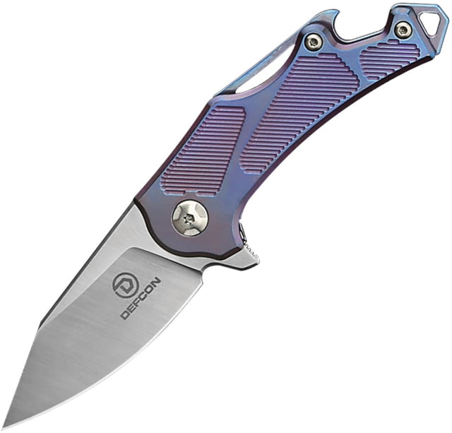 Defcon Rhino Framelock Folding Knife 2.5" satin finish Bohler M390 stainless blade Purple anodized titanium handle TF - Defcon