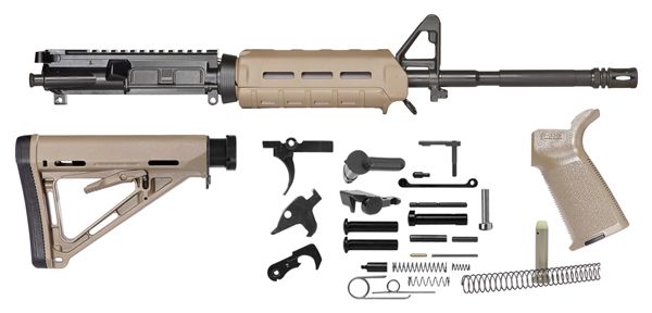 Del-Ton Pre-Ban M4 Carbine Rifle Kit w/Dark Earth MLOK Furniture 5.56x45mm NATO 16 in 1-9 Twist Matte Black - Del-Ton