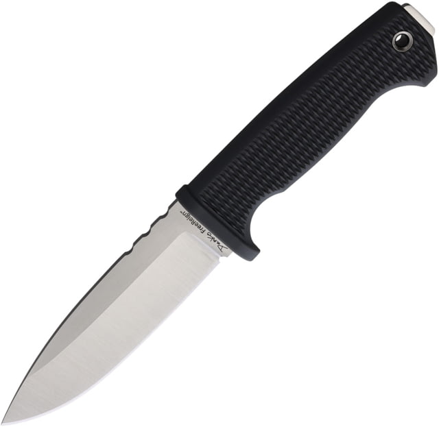 Demko Fixed Blade Black Fixed Blade Knife 9.75in Overall 5in Satin AUS-10A Drop Point Blade Gray Checkered Rubber Handle Nylon Sheath - Demko