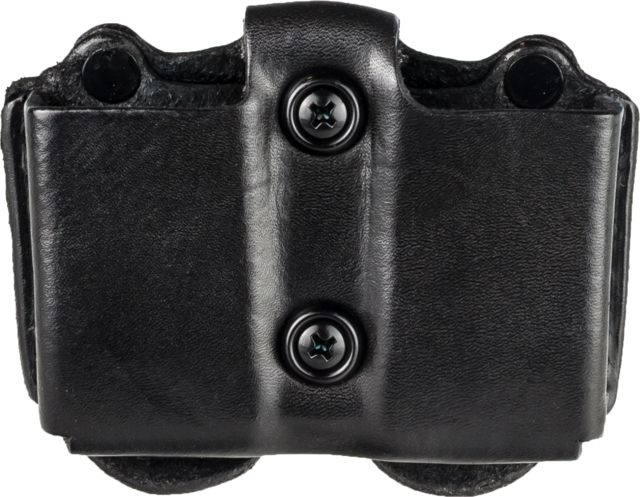 DeSantis Double Magazine Leather Pouch Glock 26/27 Para P10 P12 Beretta 9000S S&W 99 CPT 9mm/40cal SIG P250 SUB Compact Ambidextrous Plain Black - Desantis
