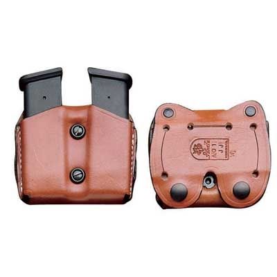 DeSantis Double Magazine Leather Pouch Glock 17/19/22/23 H&K USP 9mm/40cal USP CPT 9mm/40cal P2000 Para P13 P14 S&W 99 45cal Ambidextrous Plain Tan