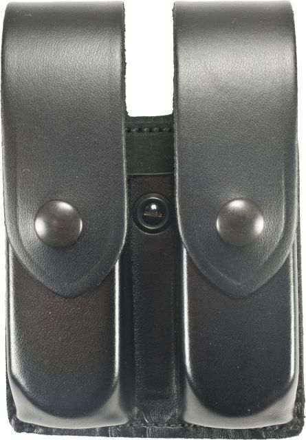 DeSantis Double Magazine Pouches Glock 17 22 37 H&K USP 9/40 Para P13 P14 Snap Closure Ambidextrous Plain Black - Desantis