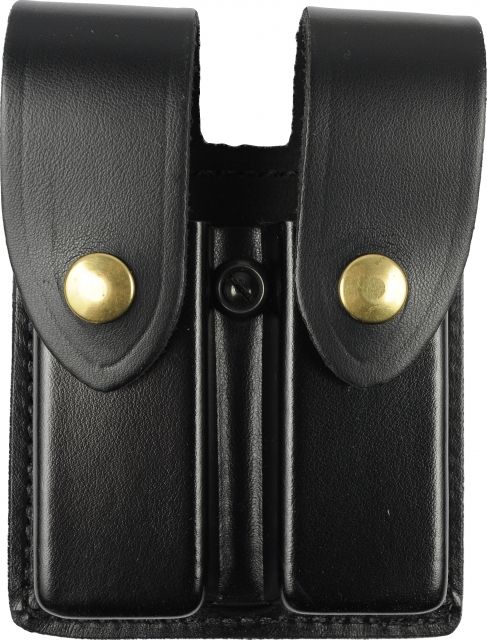 DeSantis Double Magazine Pouches Beretta 92M 96M H&K P7M8 SIG P225 S&W 539 639 39-04 39-06 909 Brass Snap Closure Ambidextrous Plain Black - Desantis
