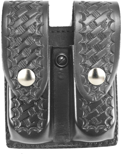 DeSantis Double Magazine Pouches Fits Most Double Stack 9mm/40cal Magazines Nickel Snap Closure Ambidextrous Basketweave Black - Desantis
