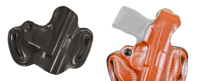 DeSantis Thumb Break Mini Slide Leather Belt Holsters, Glock 43 w/ Streamlight TLR-6, Left Hand, Plain, Tan, 085TB0CZ0