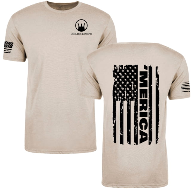 Devil Dog Concepts Black Merica Flag T-Shirt - Mens Sand 3XL