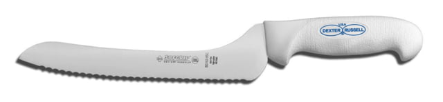 Dexter Russell SofGrip 9in Dexsteel Blade Scalloped Offset Bait Cutter White Handle - Dexter Russell