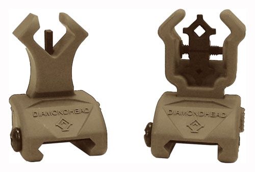 EDEMO Diamondhead Polymer Diamond Integrated Sigting System With Nitbrite Top Mounted Deployable Front and Rear Sight AR-15 Flat Dark Earth - Diamondhead