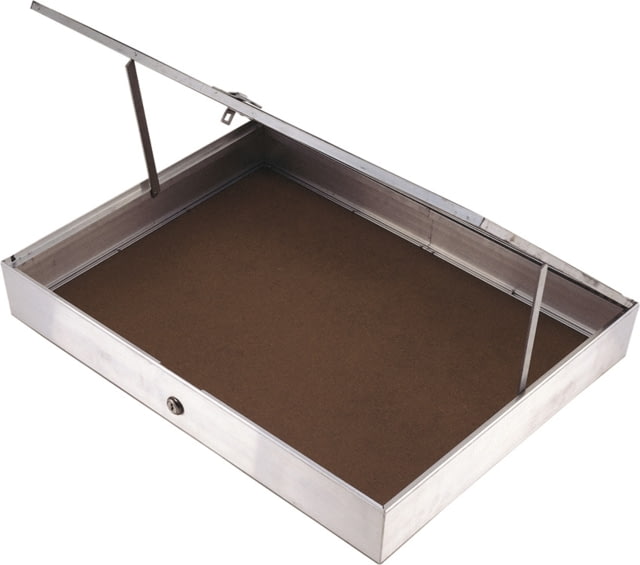 Displays Aluminum Display Case One Piece Aluminum Frame With Tempered Glass Top Measures 24 1/4in X 18in X 3 1/4in Full Length Piano Hinge Opens From