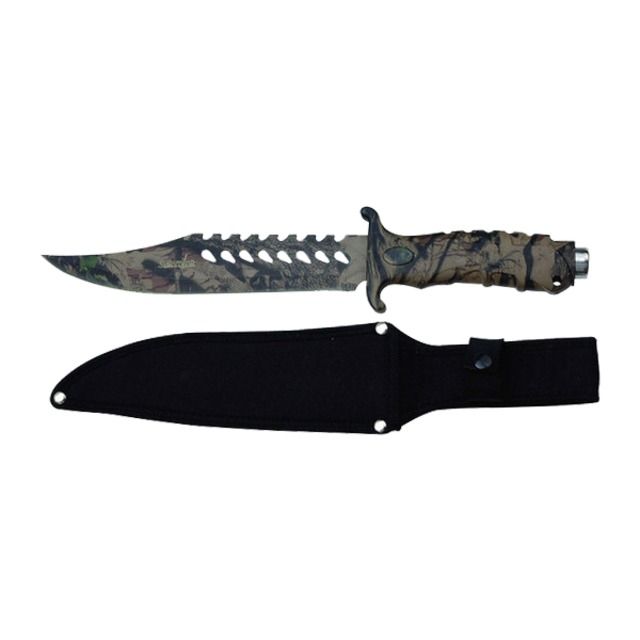 Survivor Camo Half Serrated Hunting Knife HK - Survivor