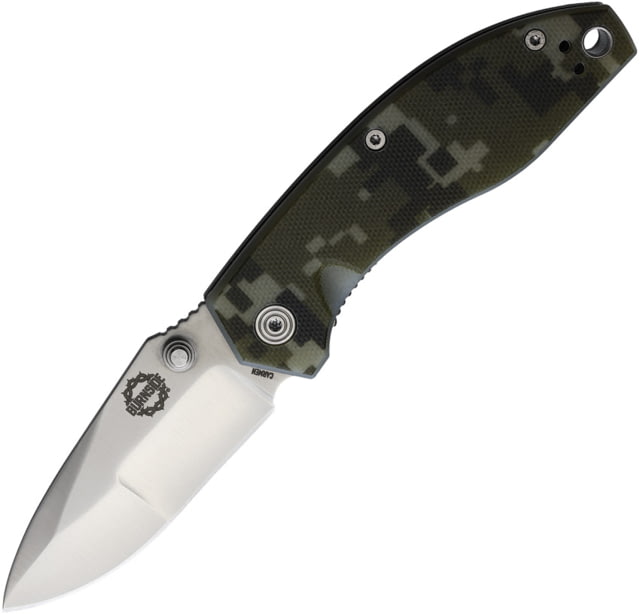 DMOS Burnside Satin Folding Knife 3.63in Closed 2.5in Satin D2 Tool Steel Blade Camo G10 Handle - Dmos