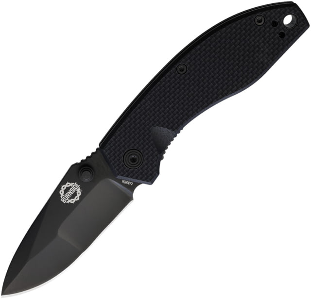 DMOS Burnside Black Folding Knife 3.63in Closed 2.5in Black D2 Tool Steel Blade Black Textured G10 Handle - Dmos